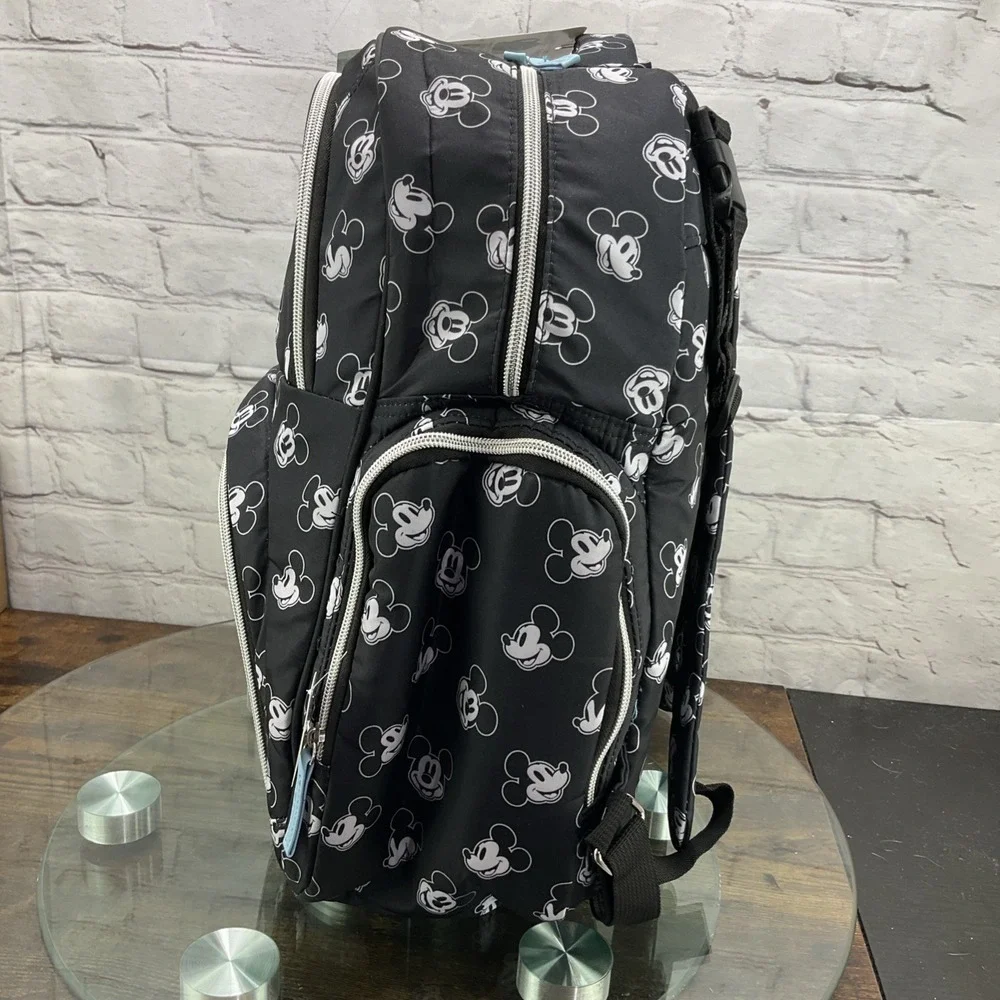 Disney Baby Black & White Mickey Mouse Multi Pc Diaper Bag Backpack w/14 Pockets - Picture 4 of 10